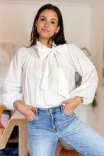 Load image into Gallery viewer, Luna Cotton Poplin Bow Blouse