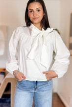 Load image into Gallery viewer, Luna Cotton Poplin Bow Blouse