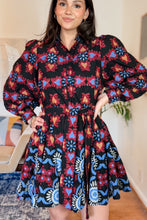 Load image into Gallery viewer, Midnight Fiesta Embroidered Mini Dress