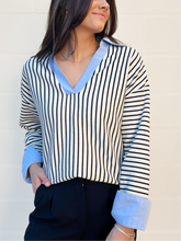 Load image into Gallery viewer, Costal Stripe Pullover with Classic Collar