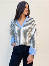 Load image into Gallery viewer, Costal Stripe Pullover with Classic Collar