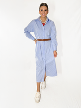 Load image into Gallery viewer, Ivy Pinstripe Button-Up Shirt Dress