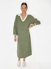 Load image into Gallery viewer, Sage Waffle Knit Midi Dress