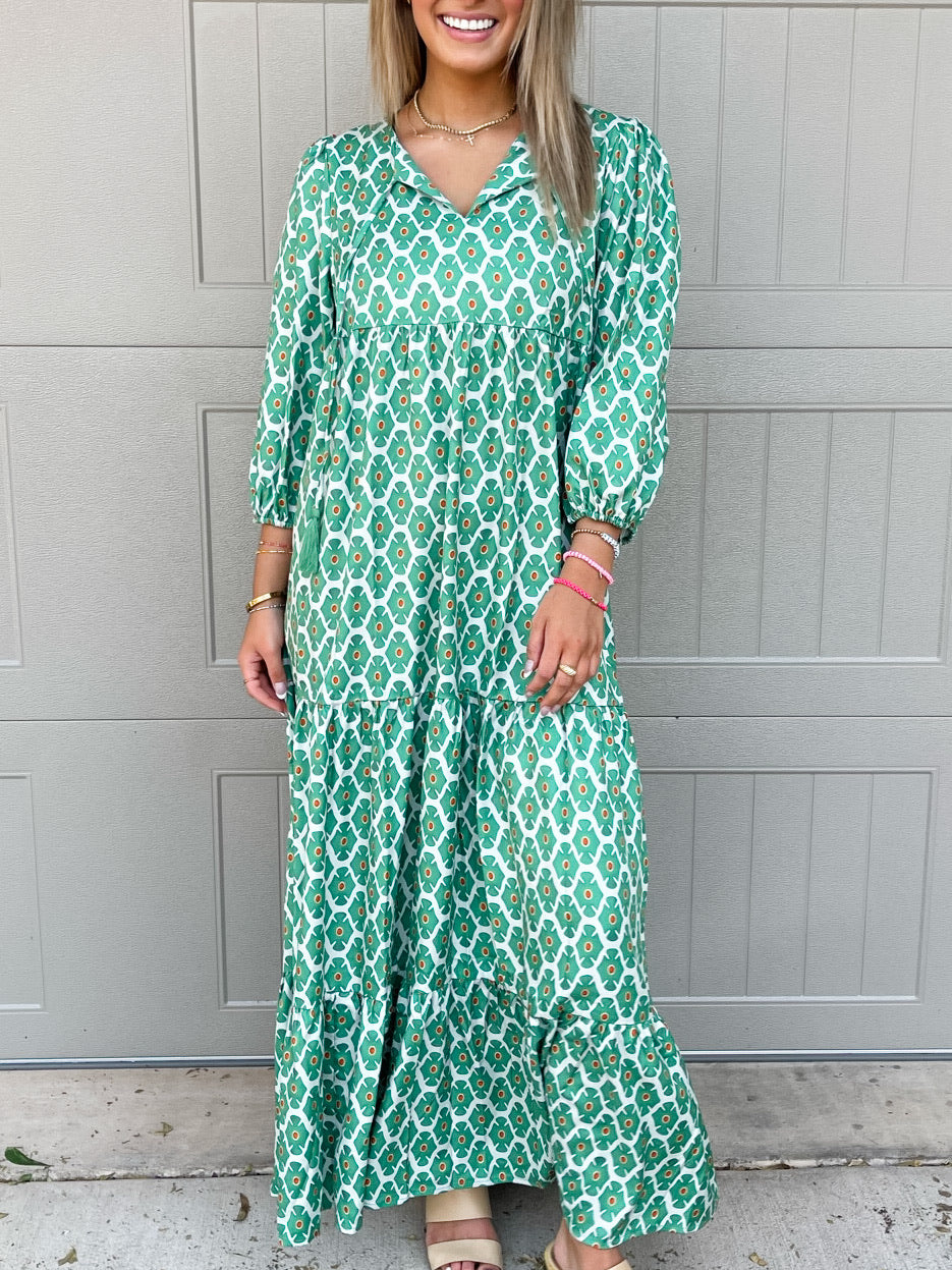Green Balloon Sleeve Maxi Dress Green Balloon Sleeve Maxi Dress