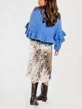 Load image into Gallery viewer, Fringed Metallic Midi Skirt
