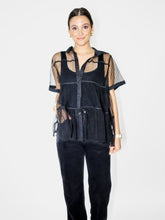 Load image into Gallery viewer, Midnight Allure Sheer Button-Up Blouse
