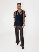 Load image into Gallery viewer, Midnight Allure Sheer Button-Up Blouse
