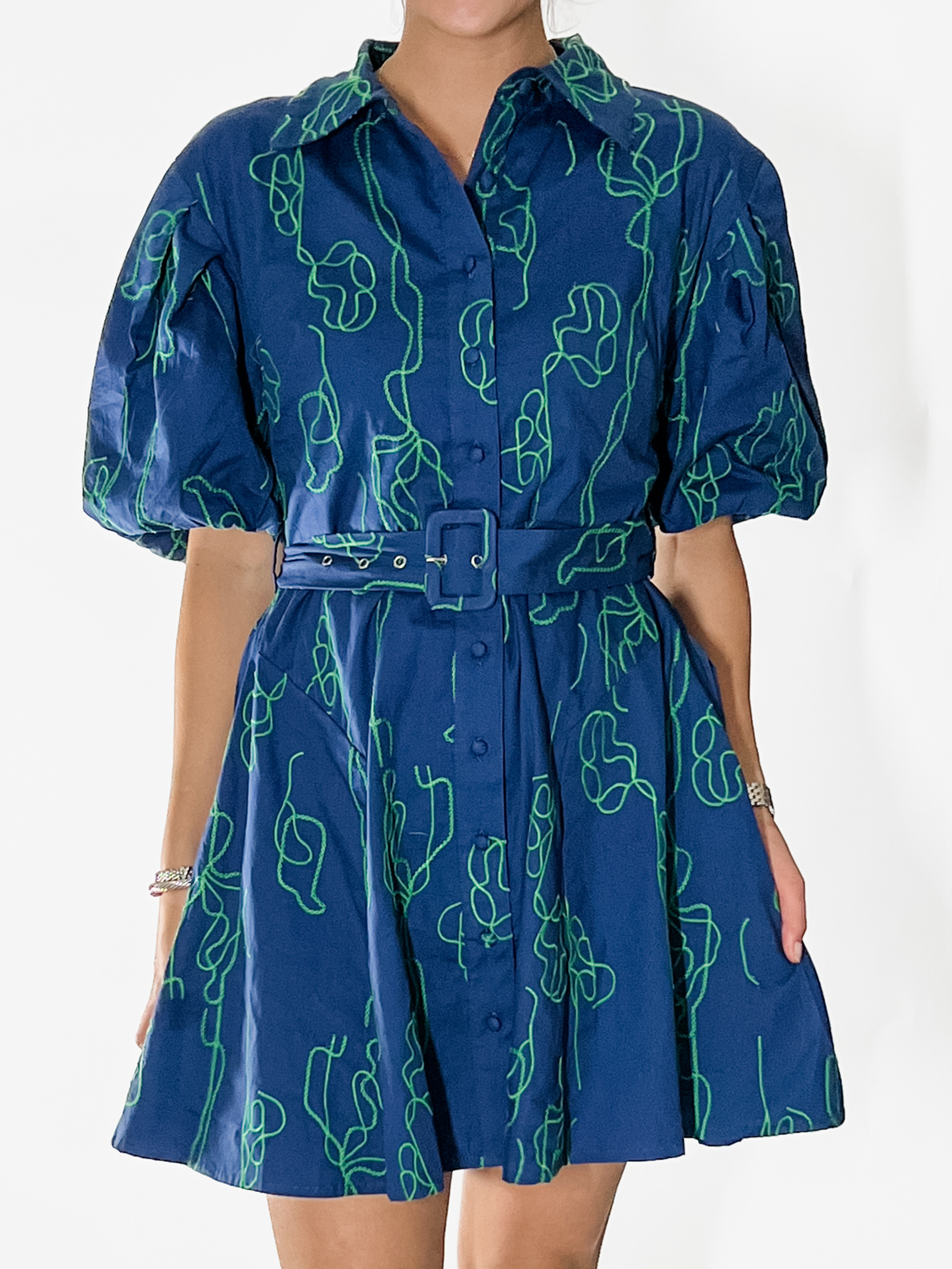 green boutique dresses Eliza Vine Embroidered Cotton Dress – olive & lowe