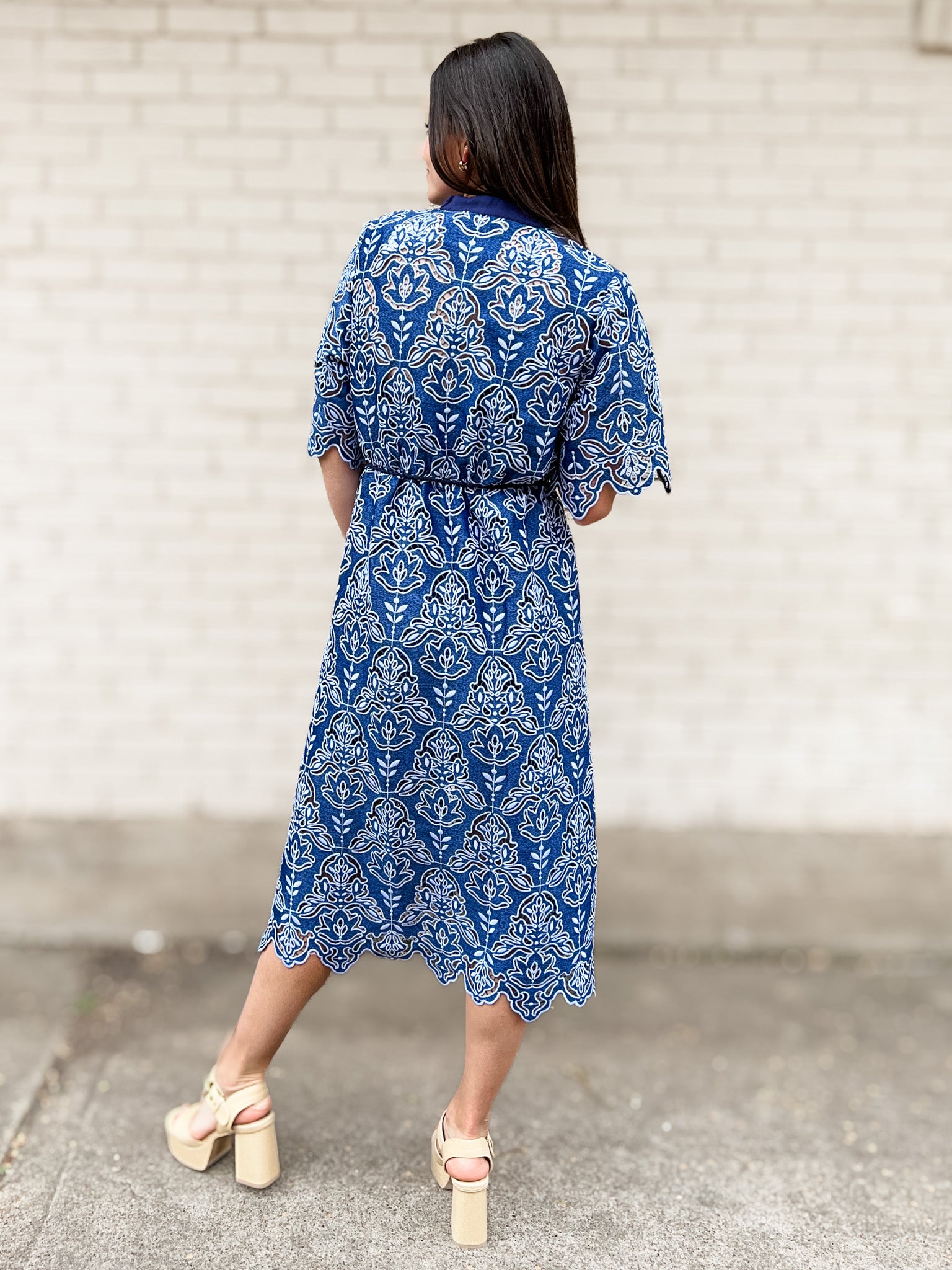navy eyelet midi dress Navy Eyelet Midi Dress – olive & lowe