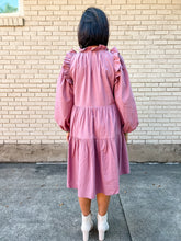 Load image into Gallery viewer, Plum Tiered Poplin Dress
