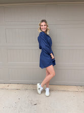 Load image into Gallery viewer, Mia Navy Smocked Waist Dress
