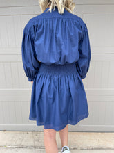 Load image into Gallery viewer, Mia Navy Smocked Waist Dress
