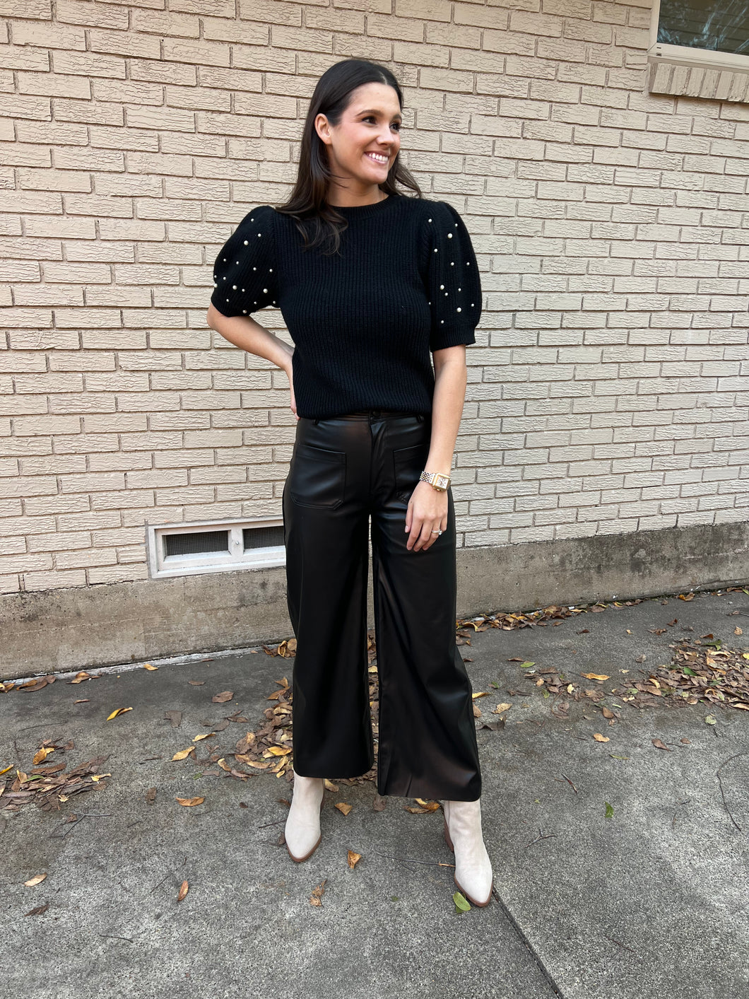 High Waisted Faux Leather Pant